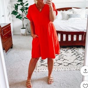 Universal Thread Gauze Cotton Red Shift Dress Large NWT